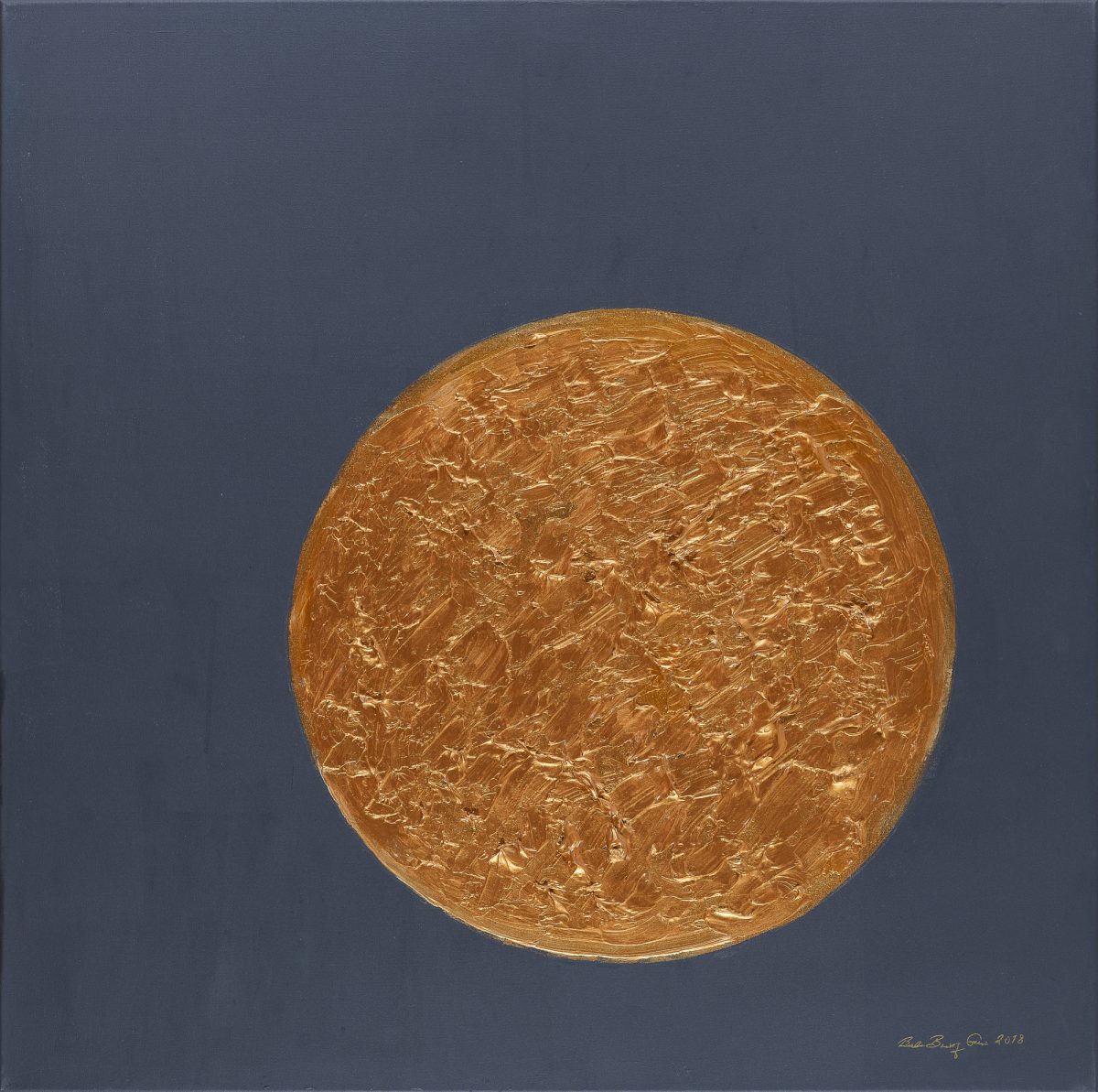 Hoffnung - Goldener Punkt auf blauem Hintergrund - Pinsel und Poesie